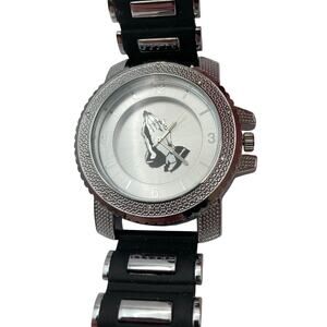 Large Quartz Watch Techno Pave Brand Analog with Praying Hands-New Battery